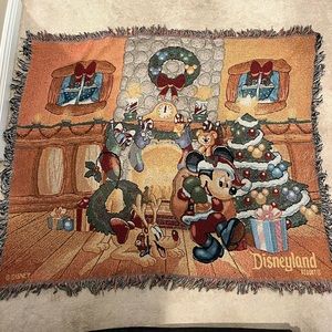 Vintage Disneyland Disney Resort Tapestry Throw Christmas Blanket Mickey Pluto